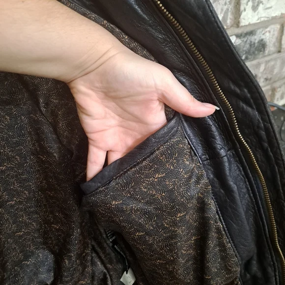 Final price! Last day! Men's black brown leather bomber jacket - Picture 4 of 11